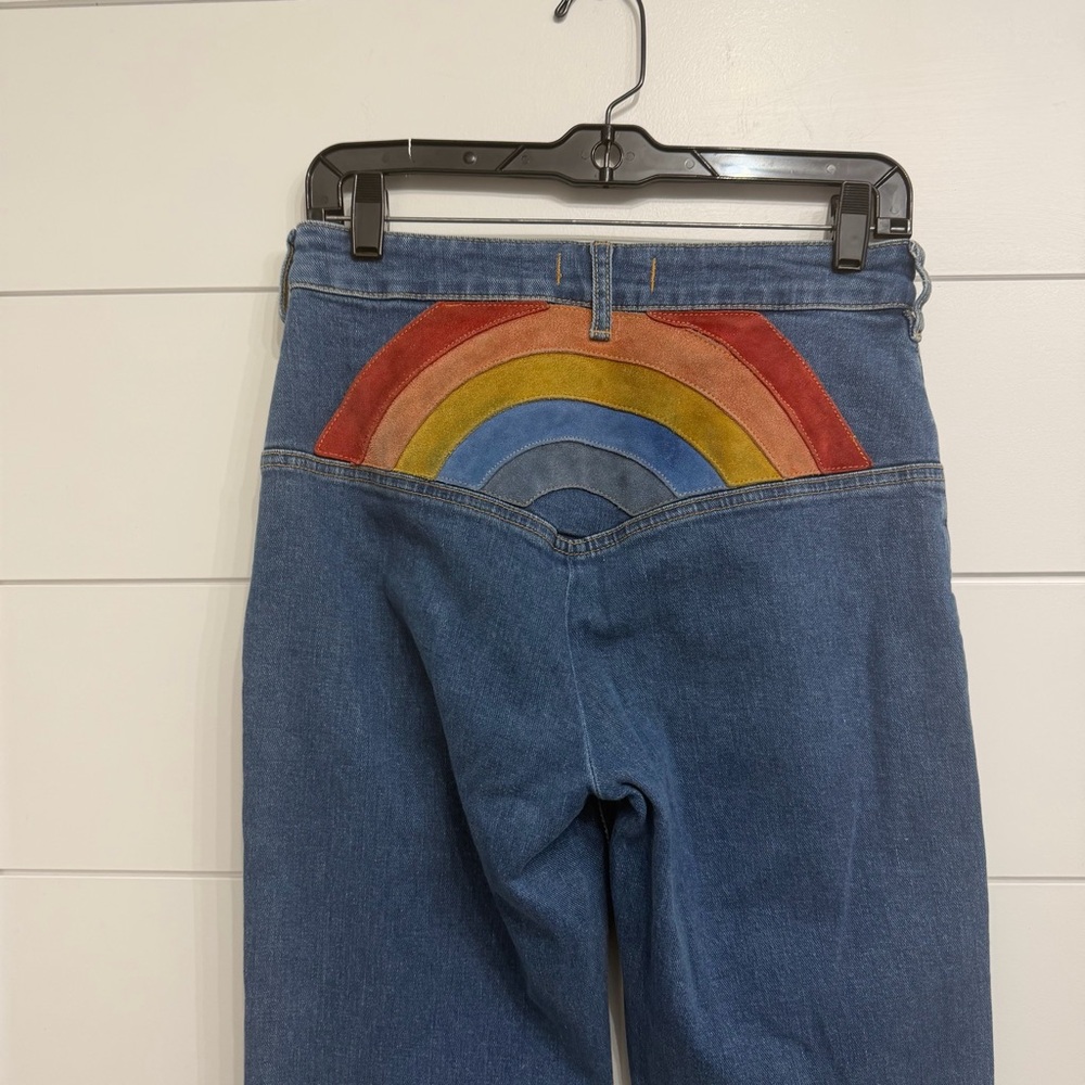 Free People We The Free Somewhere Over The Rainbow Flare Blue Jeans 23210 - Picture 9 of 14